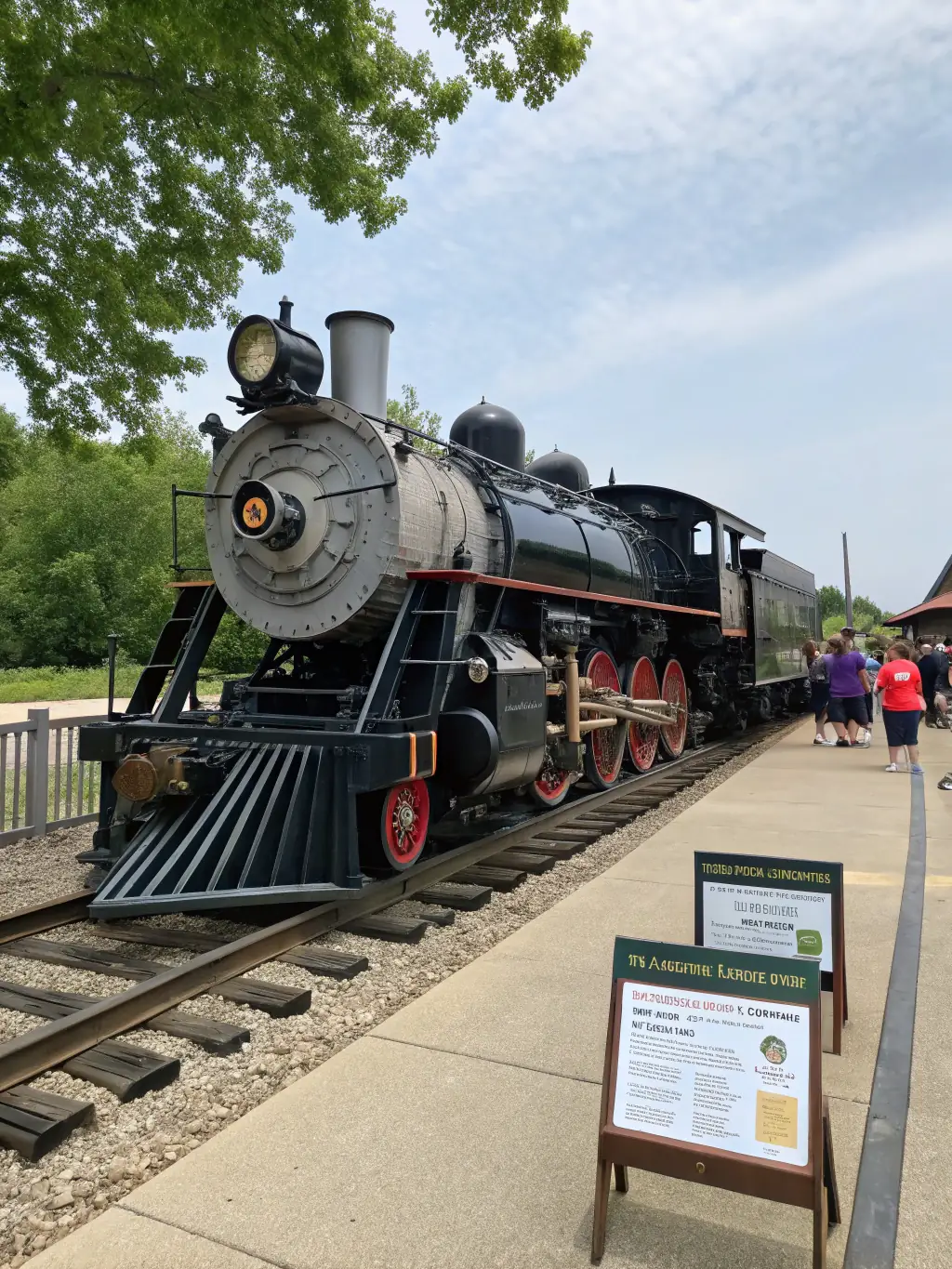 A photograph of a special event at the MUSEUM OF STEAM TRAMWAYS AND RAILWAYS, such as a vintage train demonstration or a railway festival.