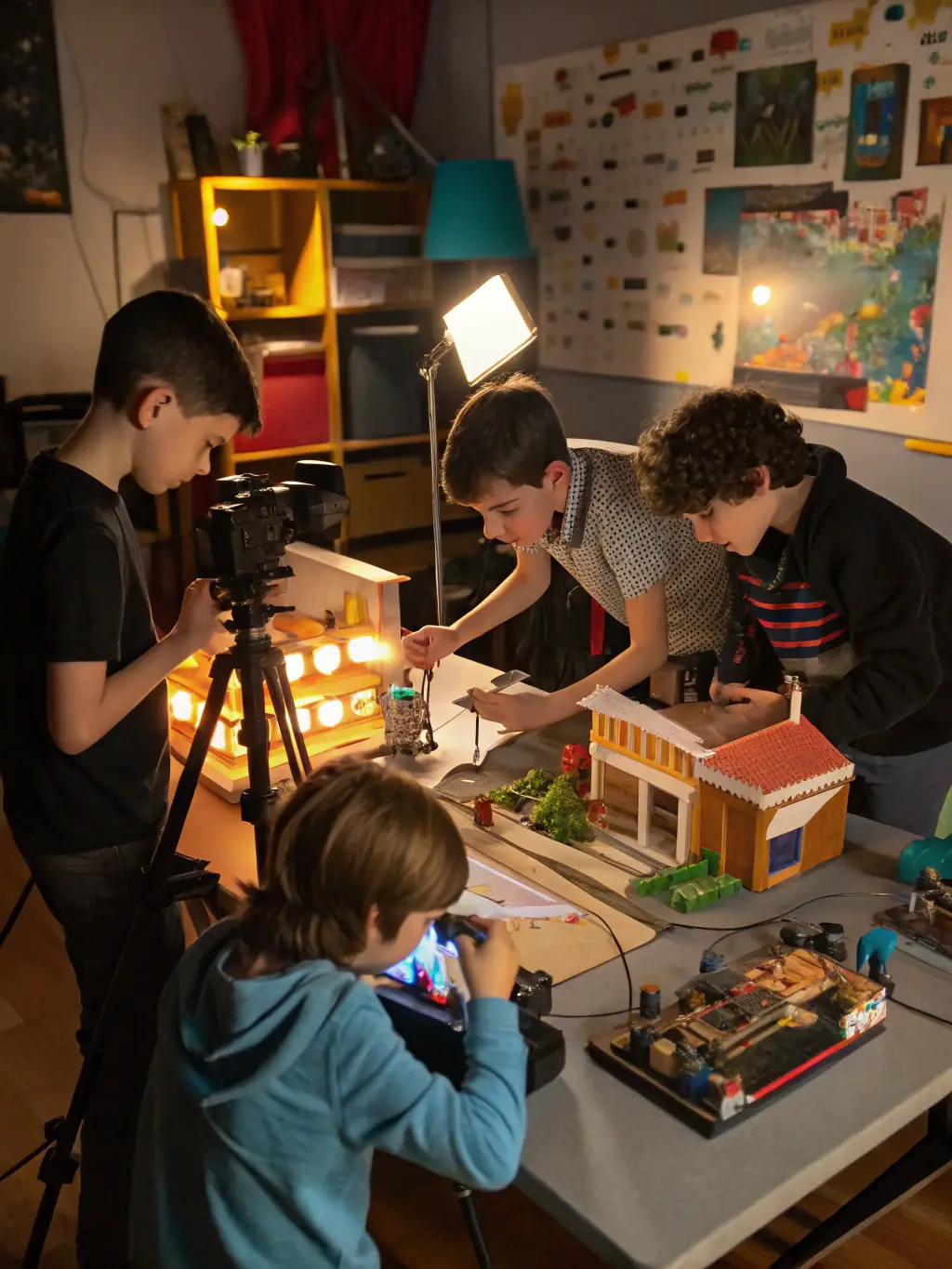 A vibrant image showcasing participants actively engaged in a railway-themed workshop, constructing model trains and learning about mechanical principles.