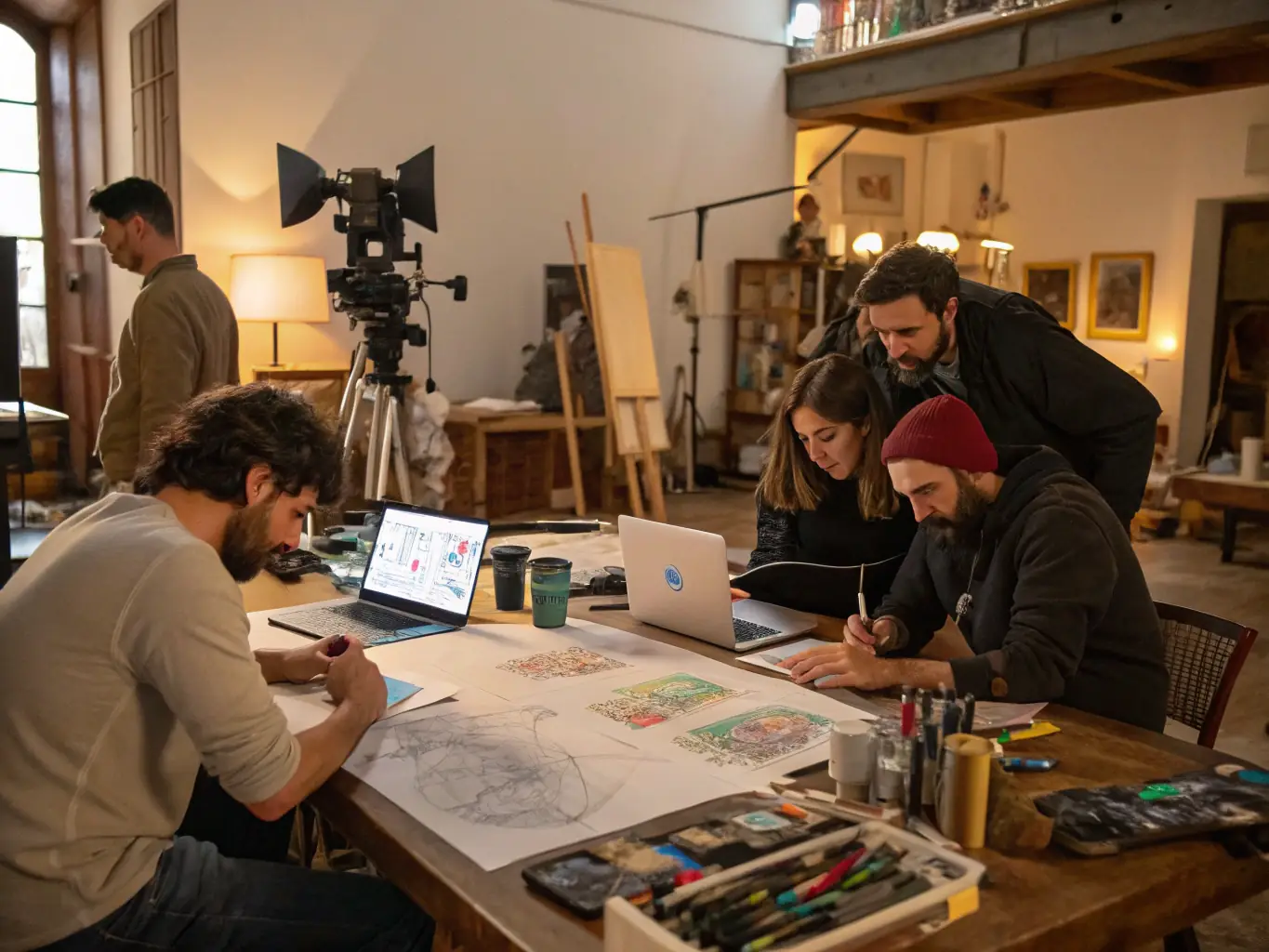 A photograph capturing a diverse group of community members participating in a collaborative art workshop, highlighting the organization's commitment to public engagement.